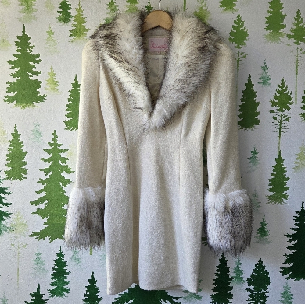 Coat Dress with Faux Fur Trim
